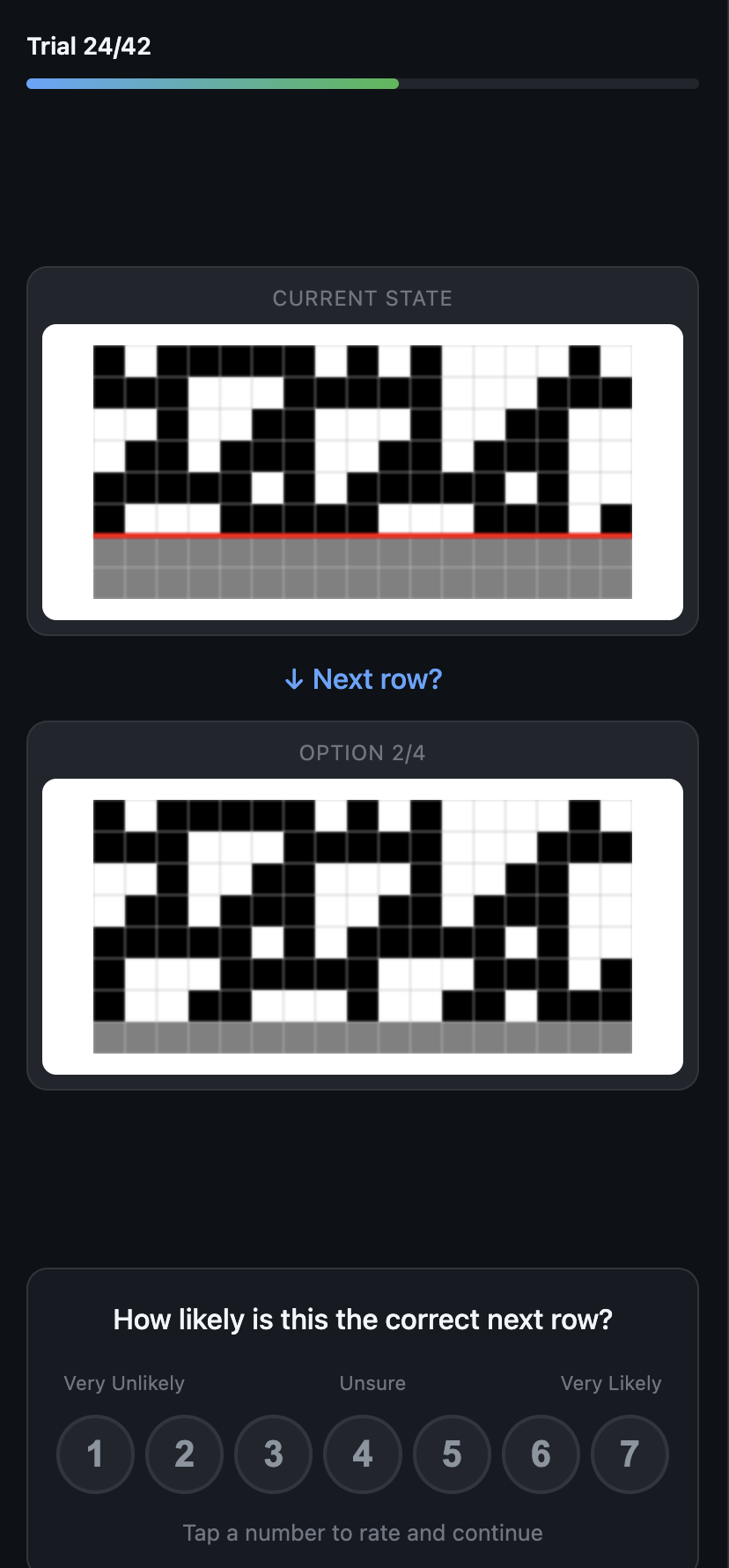 Late trial at t=6 with chaotic rule